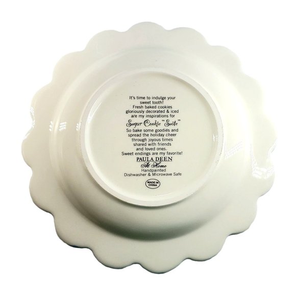 Paula Dean Set/4 Sugar Cookie "Suite" Dessert Plates Scalloped Hand Painted Holi - Picture 8 of 11
